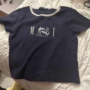 Maui Brandy Melville cropped navy top